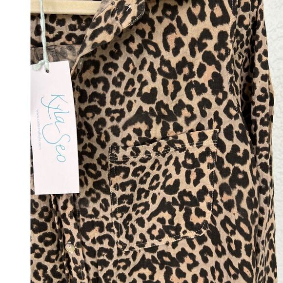 NWT Anthropology by Kyla Seo Women's Kapri Shirt Size Small Wild Cheetah - Picture 5 of 13